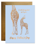 Giraffe Look Up to Dad - Father's Day Card
