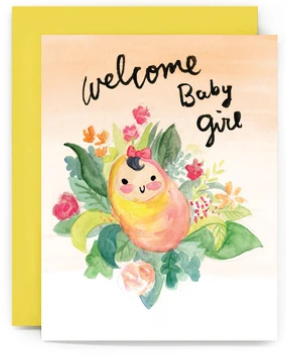 Welcome Baby Girl - New Baby Card