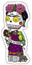Viva La Frida Sugar Skull Sticker