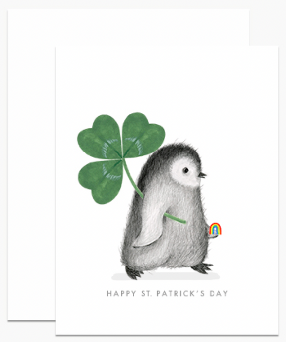 St. Patrick's Day Penguin Greeting Card