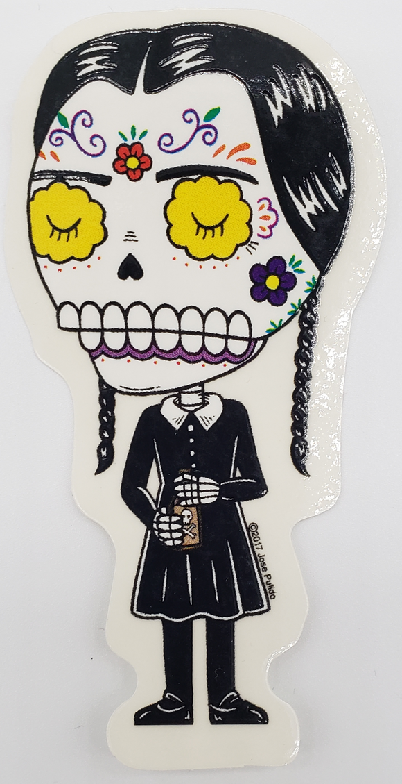 Wednesday Addams Sugar Skull Sticker
