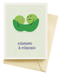 Edamame and Edapapa Baby Card
