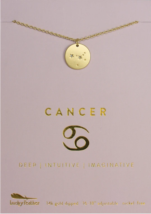 Zodiac Cancer Necklace - Lucky Feather