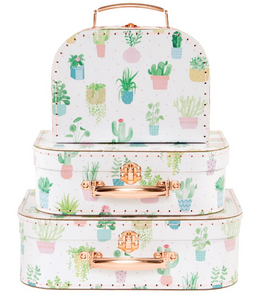 Pastel Cactus Mini Suitcases - 3 sizes