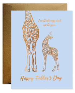 Giraffe Look Up to Dad - Father's Day Card