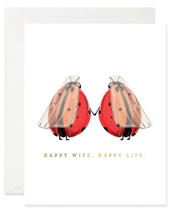 Ladybugs Happy Wives - Wedding Card