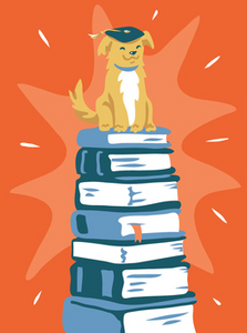 Dog on Books - Graduation Card