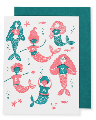 Hooray Mermaids - Congratulations/Birthday Card