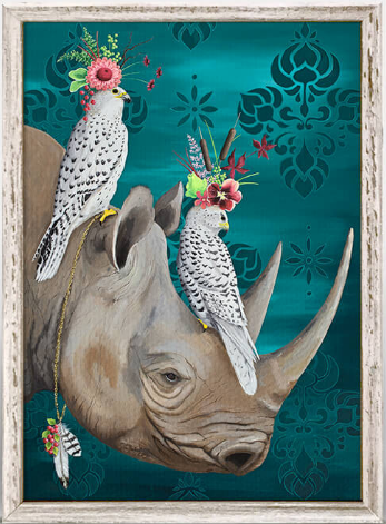 Falcons and Rhino Framed Canvas 5x7