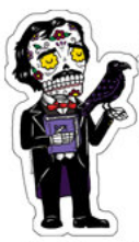 Edgar Alan Poe Sugar Skull Sticker