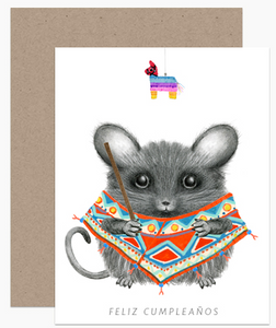 Feliz Cumpleanos Poncho Mouse - Birthday Card