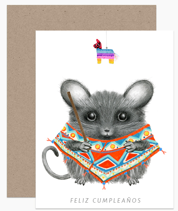 Feliz Cumpleanos Poncho Mouse - Birthday Card
