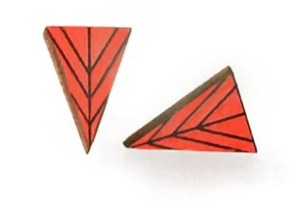 Long Triangle Wood Studs - Poppy