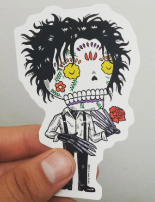 Edward Scissorhands Sugar Skull Sticker