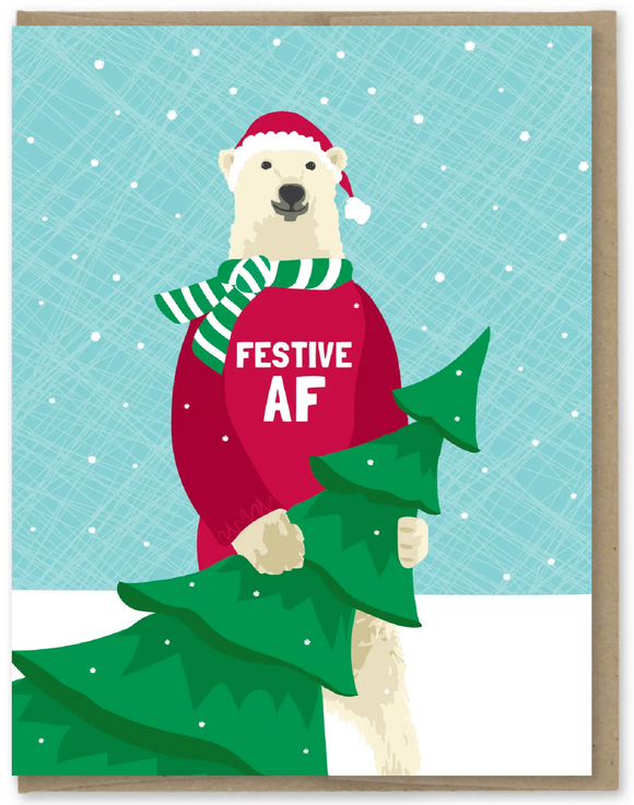 Festive Polar Bear - Holiday Card
